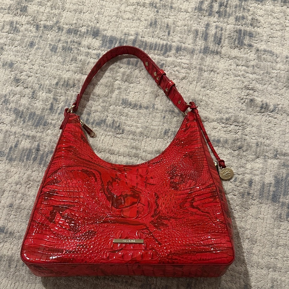 Brahmin Red Crocodile-Embossed Shoulder Bag